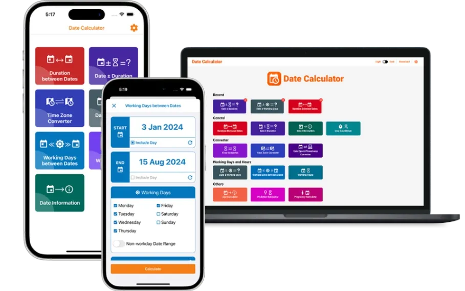 Date Calculator Mobile Mockup